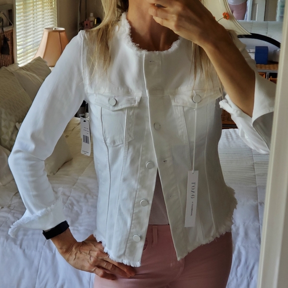 Liverpool Jeans White Frayed Edge Jean Jacket Size XS - Picture 7 of 10